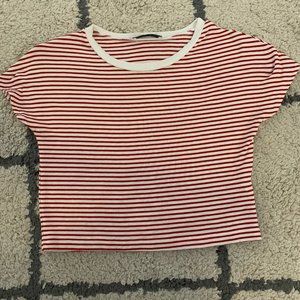 Red and white striped crop top
